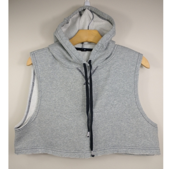 Urban Outfitters Tops - Urban Outfitters Crop Hoodie Gray Small Sleeveless Pullover Top Workout Gym